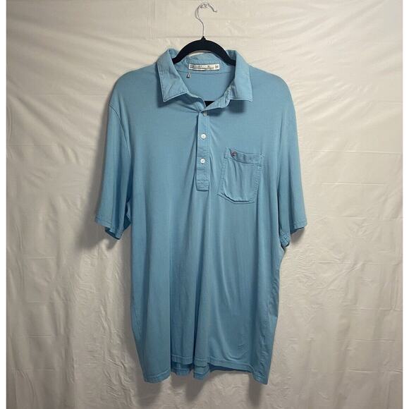 Criquet Polo Shirt Mens XL Sky Blue‎ Pima Cotton Spandex Golf Athletic Stretch - Picture 1 of 4